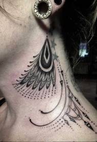 neck Engraving style black various ornaments and stars tattoo pattern