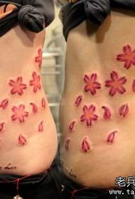 beauty belly to the side waist beautiful color cherry blossom tattoo pattern