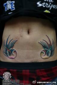 abdomen European and American style pigeon tattoo Pattern