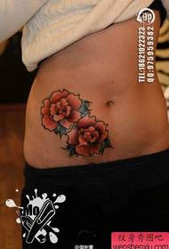 girl belly only beautiful rose tattoo pattern
