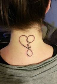 kaklas Paprastas begalinis simbolis širdies formos tatuiruotės modelis