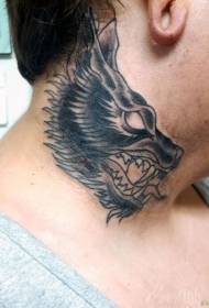 male neck Paulo Wolf tattoo pattern