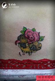 girls abdomen good-looking popular love rose tattoo pattern