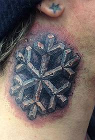 3D snowflake tattoo pattern on the neck