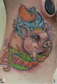 Neck Meng Pig Tattoo Pattern