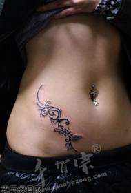 fashionable beauty belly totem vine tattoo pattern