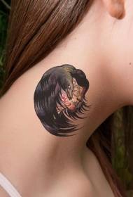 kvinnelig nakke Farge djevelhode tatoveringsmønster