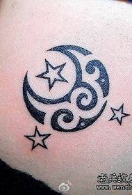 Abdominal Totem Moon Star Tattoo Pattern