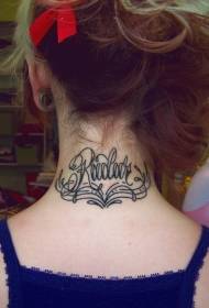 girl neck black and white letters with vine tattoo pattern