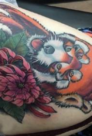 ເດັກນ້ອຍ tattoo tattoo ດອກໄມ້ກ່ຽວແລະຮູບ tattoo fox