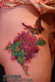 beauty hip peony butterfly tattoo pattern