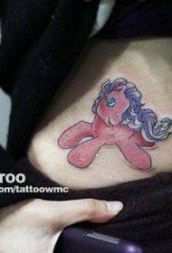 girls belly cute pop pony tattoo pattern