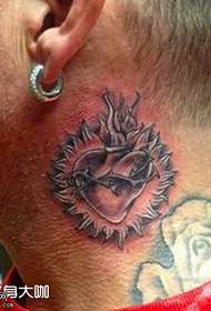 Neck Fire heart tattoo pattern