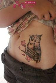 personality fashion belly owl tattoo picture