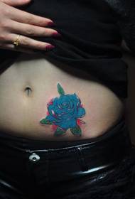 a beautiful belly European and American rose tattoo pattern