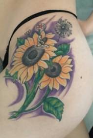 Hip Tattoo Girl Hips Colored Sunflower Tattoo Picture