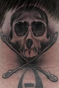 new style black gray neck skull tattoo pattern