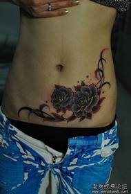 Patrón de tatuaxe de vide de flores de ventre de beleza