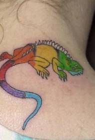 neck rainbow lizard tattoo picture