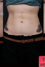 belly tattoo pattern: beauty belly wings tattoo pattern