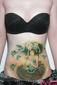 personal fashion creative elf with animal belly tattoo pictures