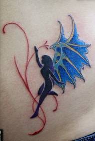 Vzor tetovania brucha: Vzor tetovania brušných farebných anjelských krídel