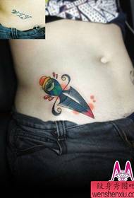 girl belly popular pop dagger tattoo pattern