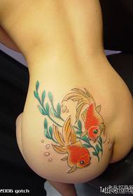 girls hip color small goldfish tattoo pattern
