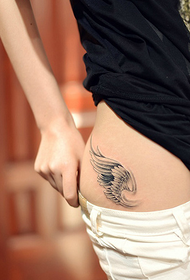 girl hip personality wings tattoo