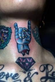 Nakke gammel skole farge zombie hånd lilla diamant tatovering mønster