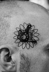 male head tattoo machine geometric line tattoo pattern