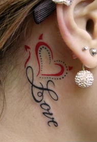 ear love text tattoo