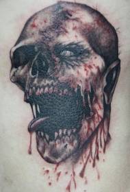 modello di tatuaggio testa di zombie horror color spalla