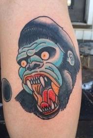 imatge de tatuatge de cap de goril·la de cap de vampira enfadat de potes