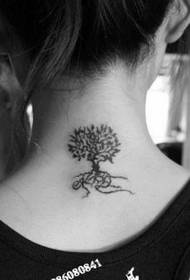 popular girl neck totem tree tattoo pattern 33228-Tattoo show bar offers a neck key tattoo pattern