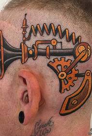 European head school horn mechanical tattoo pattern