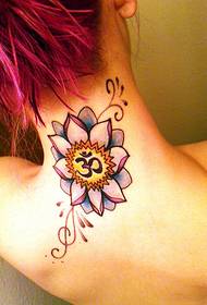 fashion beauty neck good looking lotus Sanskrit tattoo