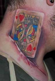 blessure au cou réaliste ainsi que le motif de tatouage de poker