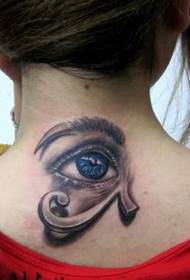 A nice-looking eye tattoo pattern on the neck