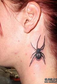 beauty neck black spider tattoo pattern picture