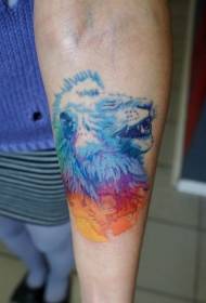 arm Funny water color lion head tattoo pattern