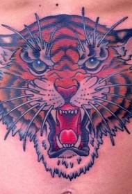 mellkas színét ordító tigris fej tetoválás minta