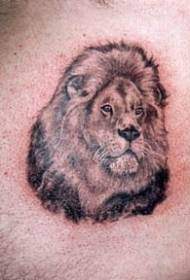 Realistic black ink lion head tattoo pattern