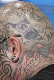 male head black gray various monster face tattoo pictures