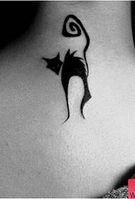 ຮູບແບບ tattoo cat ຄໍແມ່ຍິງ