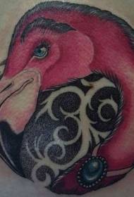 ŝultra kolora flamingo-kapo tatuaje