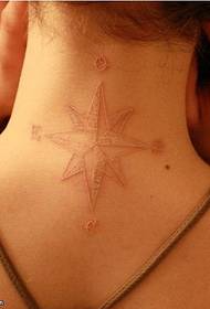 female neck white five-pointed star tattoo pattern