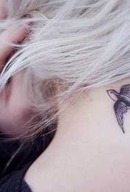 Little swallow tattoo pattern on the neck