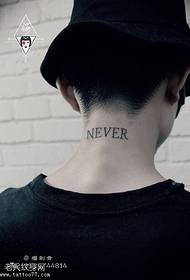 classic letter tattoo on the neck