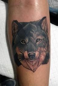 leg gray realistic wolf head tattoo pattern